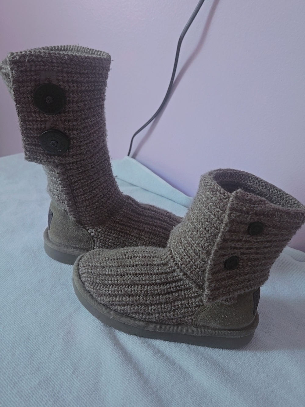 UGG Knit Tall Button Boots in Taupe